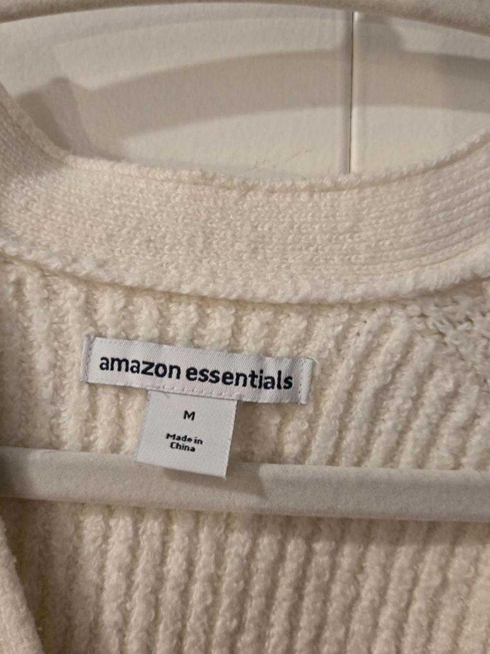 Amazon Essentials Cream V-Neck Ribbed Button Cardigan - Picture 3 of 4